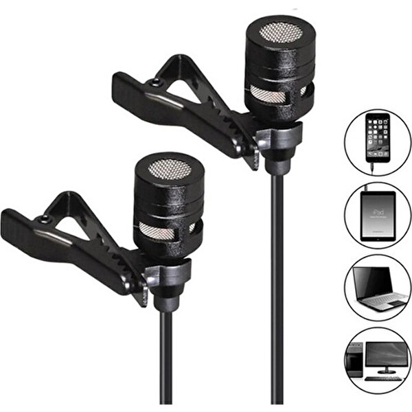 Daytona İkili Yaka Kondenser Ses Kayıt Youtuber Röportaj Mikrofonu