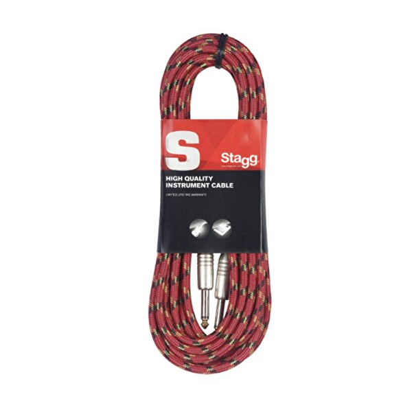 Stagg Enstrüman Kablosu Örgü Sargılı 3Metre Kırmızı SGC3VT RD