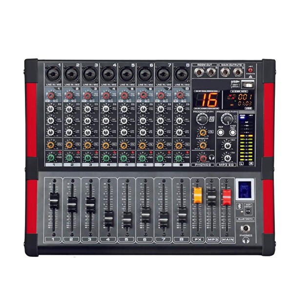 DJ Pro MX-8 8 Kanallı 99 DSP Efektli 2x350 Watt Power Mikser