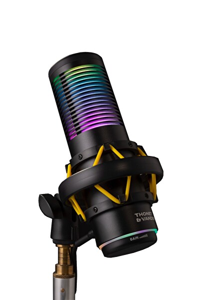 Thonet & Vander VX320 Dokunmatik RGB Led Titreşim Önleme Çok Yönlü Kardioid Siyah Yayıncı Mikrofonu