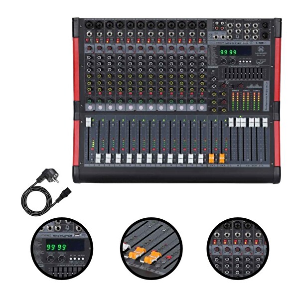 Maxword DC12-PRO 2x99 DSP Efekt Ses Mikseri 12 Kanal Deck Mixer