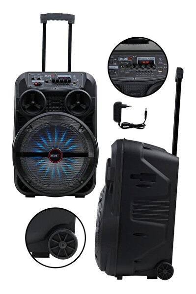 Midex MXR-280 Taşınabilir Mikrofonlu Işıklı Akülü Ses Sistemi Hoparlör (12