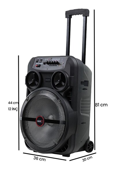 Midex MXR-280 Taşınabilir Mikrofonlu Işıklı Akülü Ses Sistemi Hoparlör (12