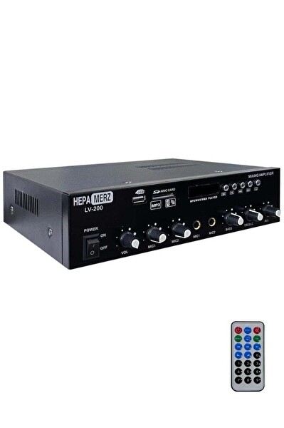 Hepa Merz LV-200 100V Trafolu ve 4-16 Ohm 200W Anfi Bluetooth Usb Mixer Amfi