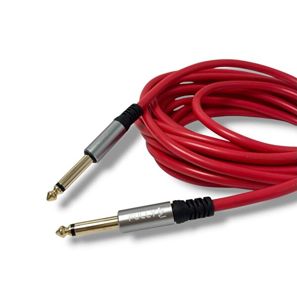 Fully 5 M 6.3 MM Erkek-Erkek Mono Gitar Kablo - Kırmızı