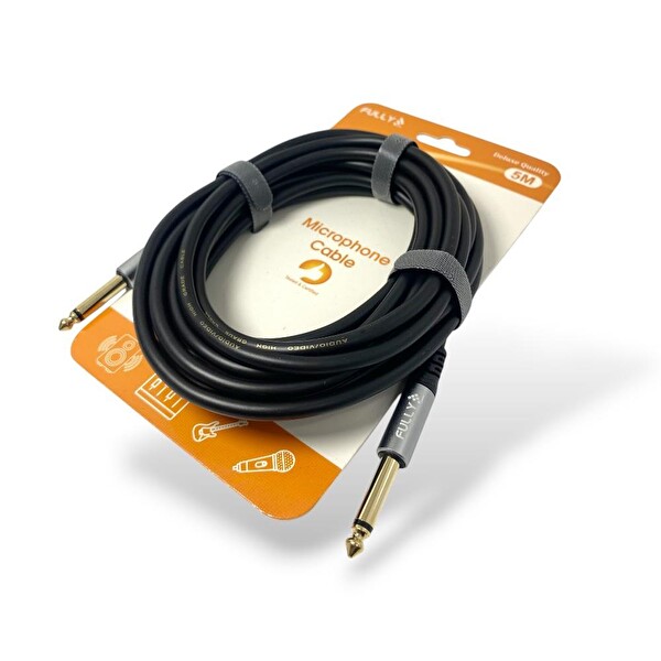 Fully 5 M6.3 MM Erkek - Erkek Mono Gitar Kablo - Siyah