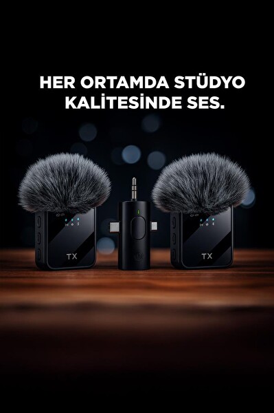 Torima F11-2 Type-C - Lightning - Aux 2li 3in1 Kablosuz Yaka Mikrofonu