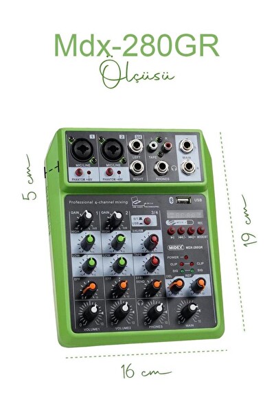 Midex MDX-280GR Ses Kartlı Ses Stüdyo Kayıt Mixer