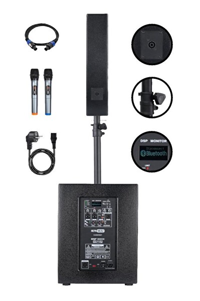Hepa Merz Handfest Line Array Mikrofonlu Ses Sistemi Aktif Subwoofer - Line Hoparlör 2000 W