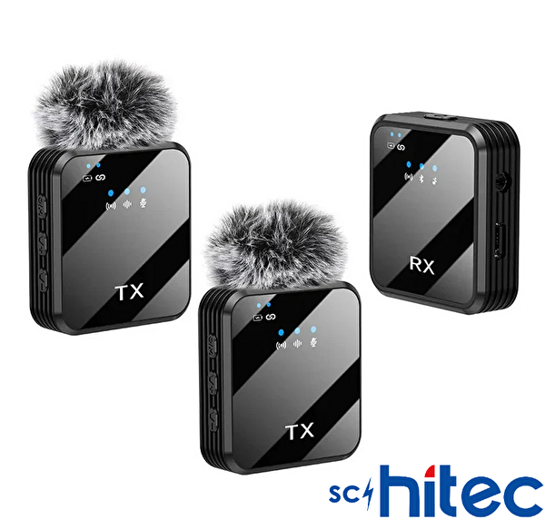 ScHitec 3in1 Type-C Lightning 3.5mm Çıkışlı İkili Kablosuz HD Wireless Yaka Mikrofonu F11-2
