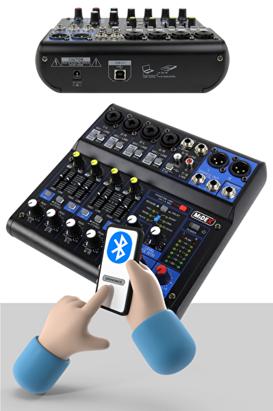 Midex Mix Paket-4 Stüdyo Podcast Kayıt Ekipman Seti CX1 Mikrofon MDX-06FXU Mixer