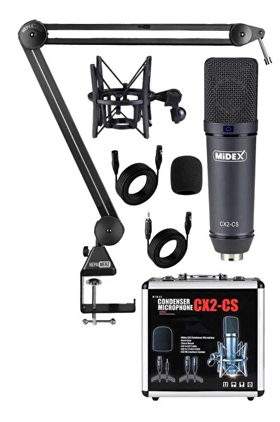 Midex CX2-Q Pro Set Üst Seviye Condenser Stüdyo Ses Kayıt Mikrofonu Standı Seti