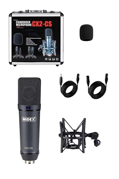 Midex CX2-Q Pro Set Üst Seviye Condenser Stüdyo Ses Kayıt Mikrofonu Standı Seti