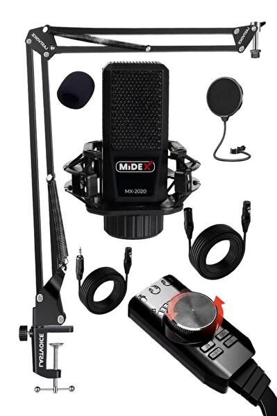 Midex MX-2020-STB 7.1 Oyuncu Ses Kartı Ve Kablolu Canlı Yayın Mikrofon Seti