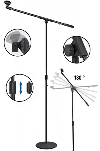 Lastvoice BMS-02 Hareketli Kol Döküm Tabanlı Boy Mikrofon Standı Sehpası