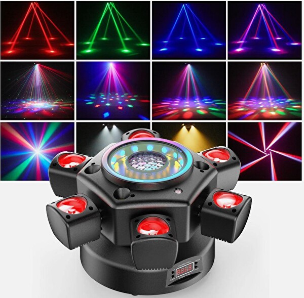 DJ Pro 6 Başlı Led Cree Bee Eyes 2 150W Strobe Lazer Robot Işık