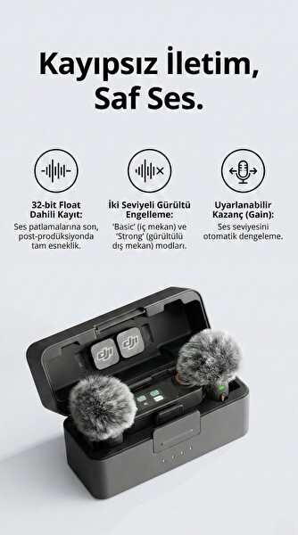 DJI Mic 3 (2 TX + 1 RX + Charging Case) - İthalatçı Garantili