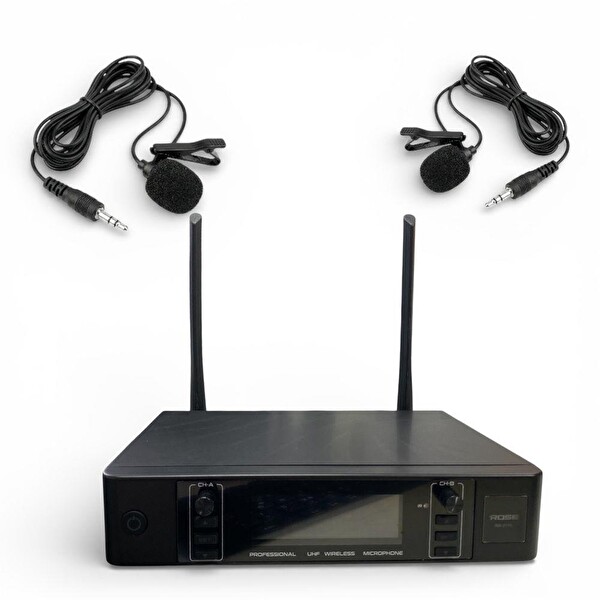 Rose RW-211YY UHF 2x100 Kanallı 2'li Telsiz Yaka - Yaka Mikrofon