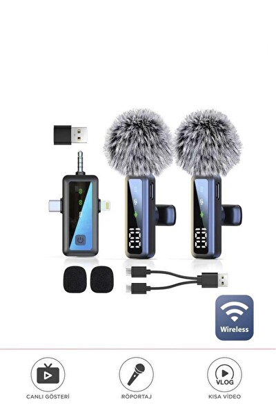 Başkenttekno H68 Type-C - Lightning - Aux 2'li 3in1 Kablosuz Yaka Mikrofonu