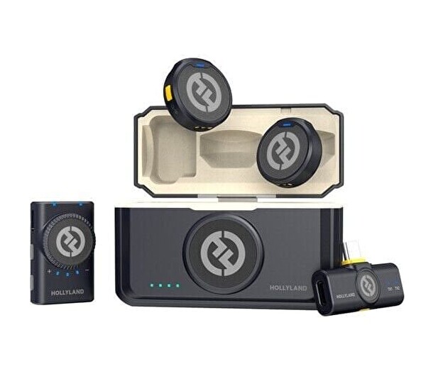 Hollyland Lark M2 Mini Combo Kablosuz Yaka Mikrofonu (2 Verici - 1 Alıcı)