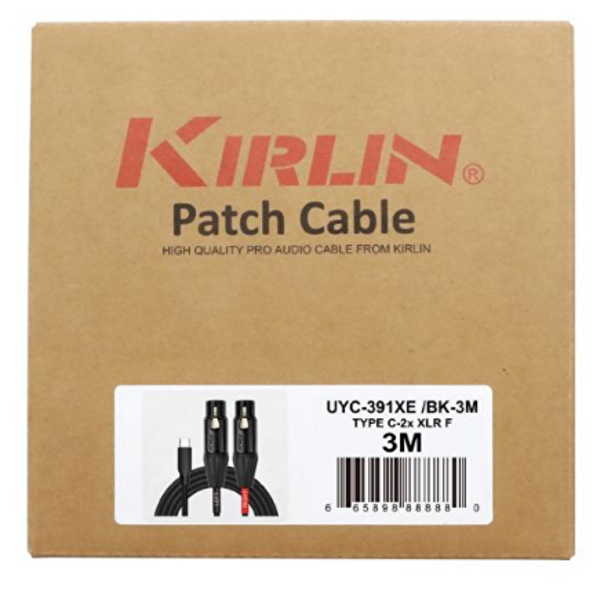 Kirlin UYC-391XE-BK-3M TYPE C - 2x XLR F Type-C Dönüştürücü