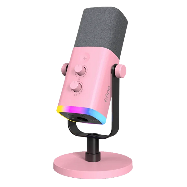 Fifine AM8 XLR USB RGB Dinamik Pembe Yayıncı Mikrofonu