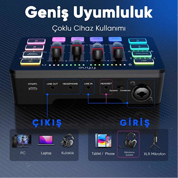 Fifine SC3 USB Beyaz Stüdyo Kayıt Ses Kartı