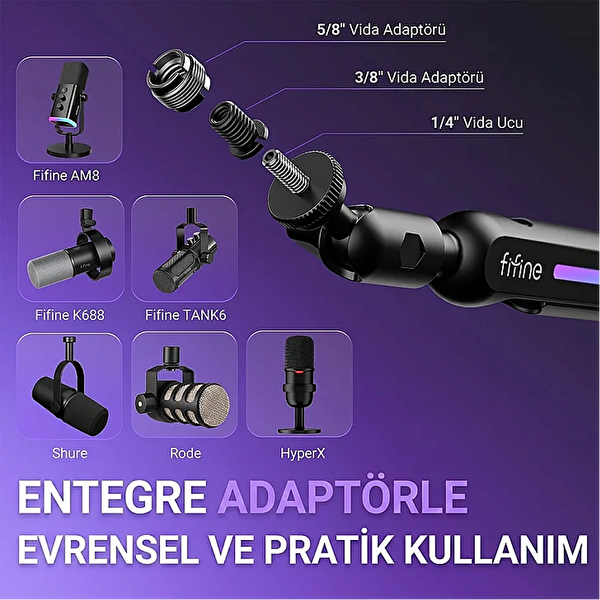 Fifine BM88PRO RGB Low Profile Masaüstü Mikrofon Standı