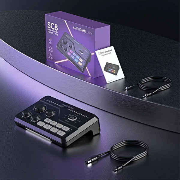 Fifine Ampligame SC8 USB Oyuncu Ses Mikseri