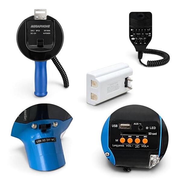 MagicVoice MV-4190 BT-USB-AUX-SD Girişli Şarjlı Mikrofonlu Megafon