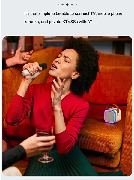 Coverzone Kablosuz Mikrofonlu Karaoke Makinesi ENT- Taşınabilir Bluetooth Hoparlör Seti Bas Tiz Ayarlı Retro Hoparlör Yetişkinler