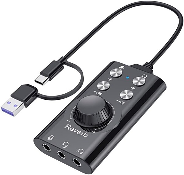 Coverzone ZR1333 7.1 Gaming Ses Kartı ENT USB Type-C Bluetooth 5.0 Audio Mixer