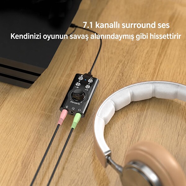 Coverzone ZR1333 7.1 Gaming Ses Kartı ENT USB Type-C Bluetooth 5.0 Audio Mixer