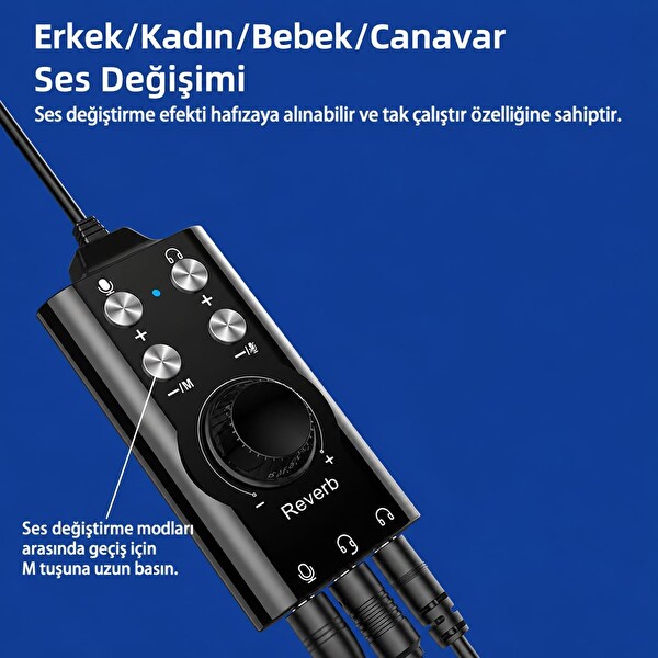 Coverzone ZR1333 7.1 Gaming Ses Kartı ENT USB Type-C Bluetooth 5.0 Audio Mixer