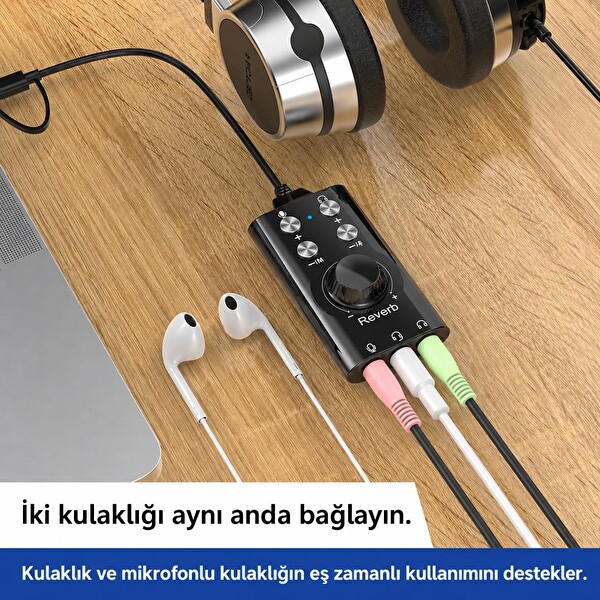Coverzone ZR1333 7.1 Gaming Ses Kartı ENT USB Type-C Bluetooth 5.0 Audio Mixer