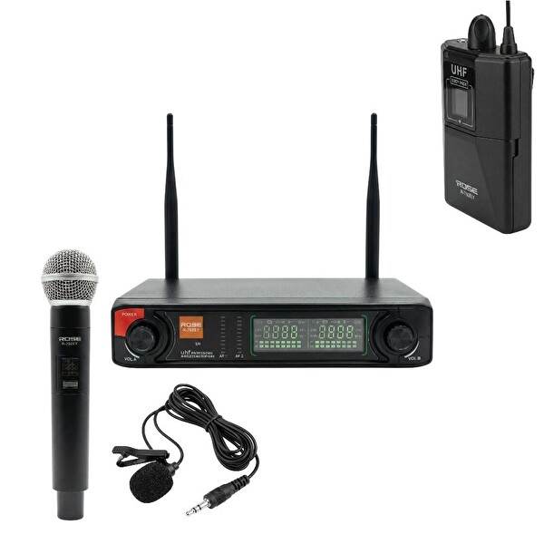 Rose R-702EY UHF Telsiz El - Kablolu Yaka Mikrofonu 2'li