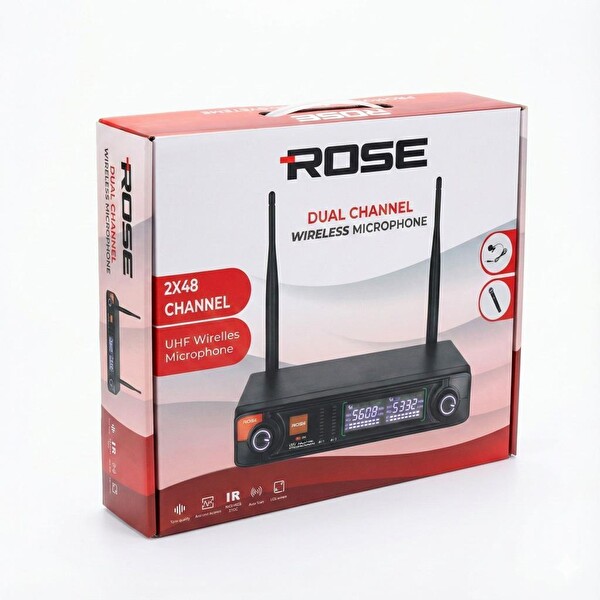 Rose R-702EY UHF Telsiz El - Kablolu Yaka Mikrofonu 2'li