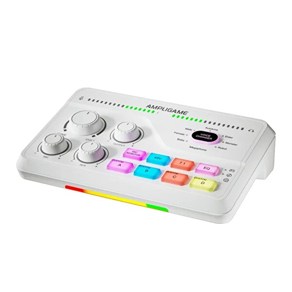 Fifine Ampligame SC8 USB Oyuncu Ses Mikseri Beyaz