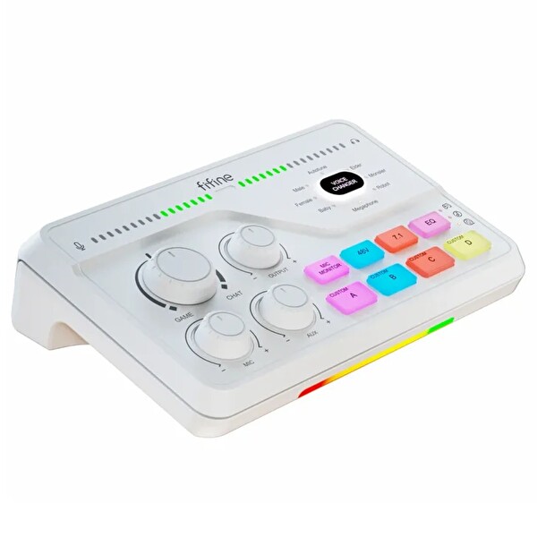 Fifine Ampligame SC8 USB Oyuncu Ses Mikseri Beyaz