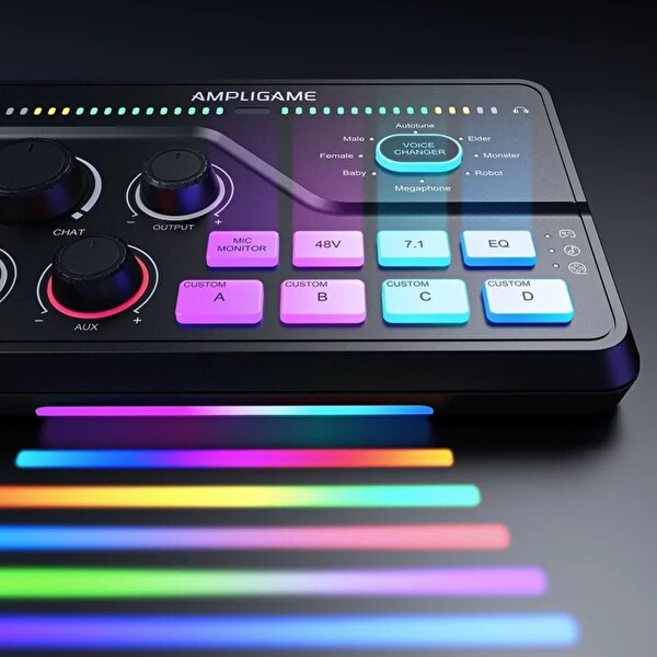 Fifine Ampligame SC8 USB Oyuncu Ses Mikseri Beyaz