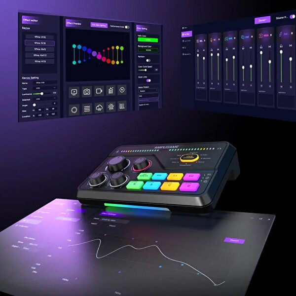 Fifine Ampligame SC8 USB Oyuncu Ses Mikseri Beyaz