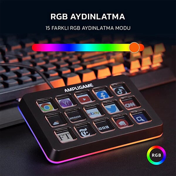 Fifine Ampligame D6 Stream Deck - Yayın Kontrolcüsü Siyah