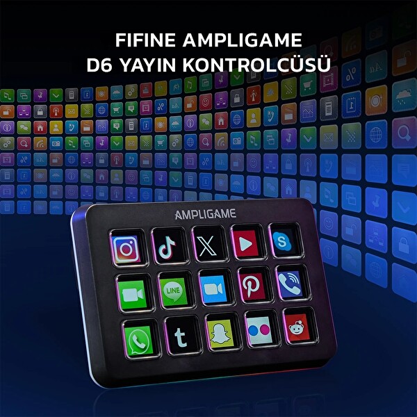 Fifine Ampligame D6 Stream Deck - Yayın Kontrolcüsü Siyah