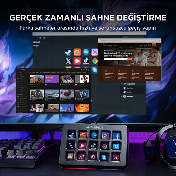 Fifine Ampligame D6 Stream Deck - Yayın Kontrolcüsü Siyah