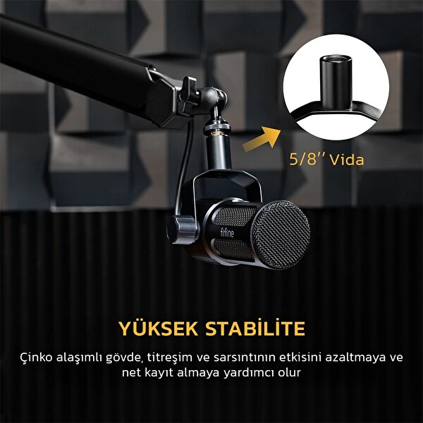 Fifine Tank1 Dinamik XLR Podcast - Kayıt - Yayıncı Mikrofonu