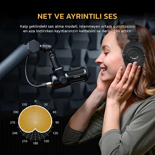 Fifine Tank1 Dinamik XLR Podcast - Kayıt - Yayıncı Mikrofonu
