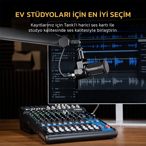 Fifine Tank1 Dinamik XLR Podcast - Kayıt - Yayıncı Mikrofonu