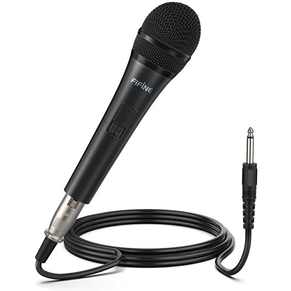 Fifine K6 Kablolu Açma Kapama Tuşlu Dinamik Vokal Karaoke Mikrofon