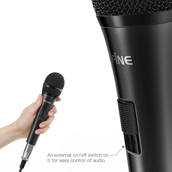 Fifine K6 Kablolu Açma Kapama Tuşlu Dinamik Vokal Karaoke Mikrofon