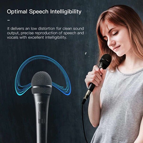 Fifine K6 Kablolu Açma Kapama Tuşlu Dinamik Vokal Karaoke Mikrofon